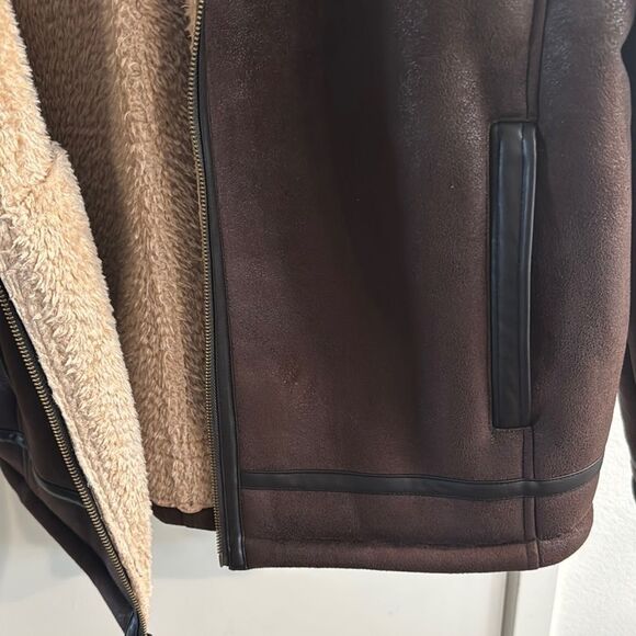 Moon Shine Large Men's Brown Shearling Jacket - Picture 9 of 11